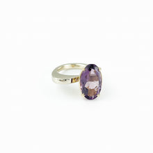 Load image into Gallery viewer, Oval Amethyst Asymmetrical Yellow Gold Ring