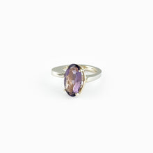 Load image into Gallery viewer, Oval Amethyst Asymmetrical Yellow Gold Ring