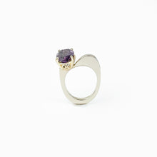 Load image into Gallery viewer, Oval Amethyst Asymmetrical Yellow Gold Ring