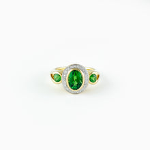 Load image into Gallery viewer, Tsavorite and Diamond Yellow Gold Ring