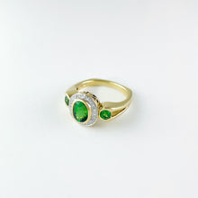 Load image into Gallery viewer, Tsavorite and Diamond Yellow Gold Ring