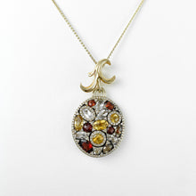 Load image into Gallery viewer, Garnet, Citrine, Quartz and Diamond Yellow Gold Pendant