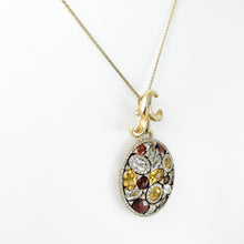 Load image into Gallery viewer, Garnet, Citrine, Quartz and Diamond Yellow Gold Pendant