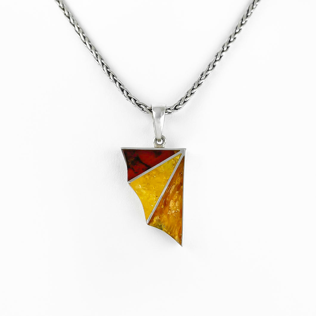 Amber Wing Silver Pendant