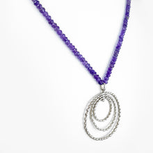 Load image into Gallery viewer, Amethyst Beaded Silver Necklace