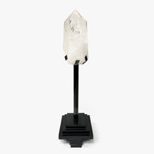 Load image into Gallery viewer, Brazilian Quartz Crystal Point and Metal Stand