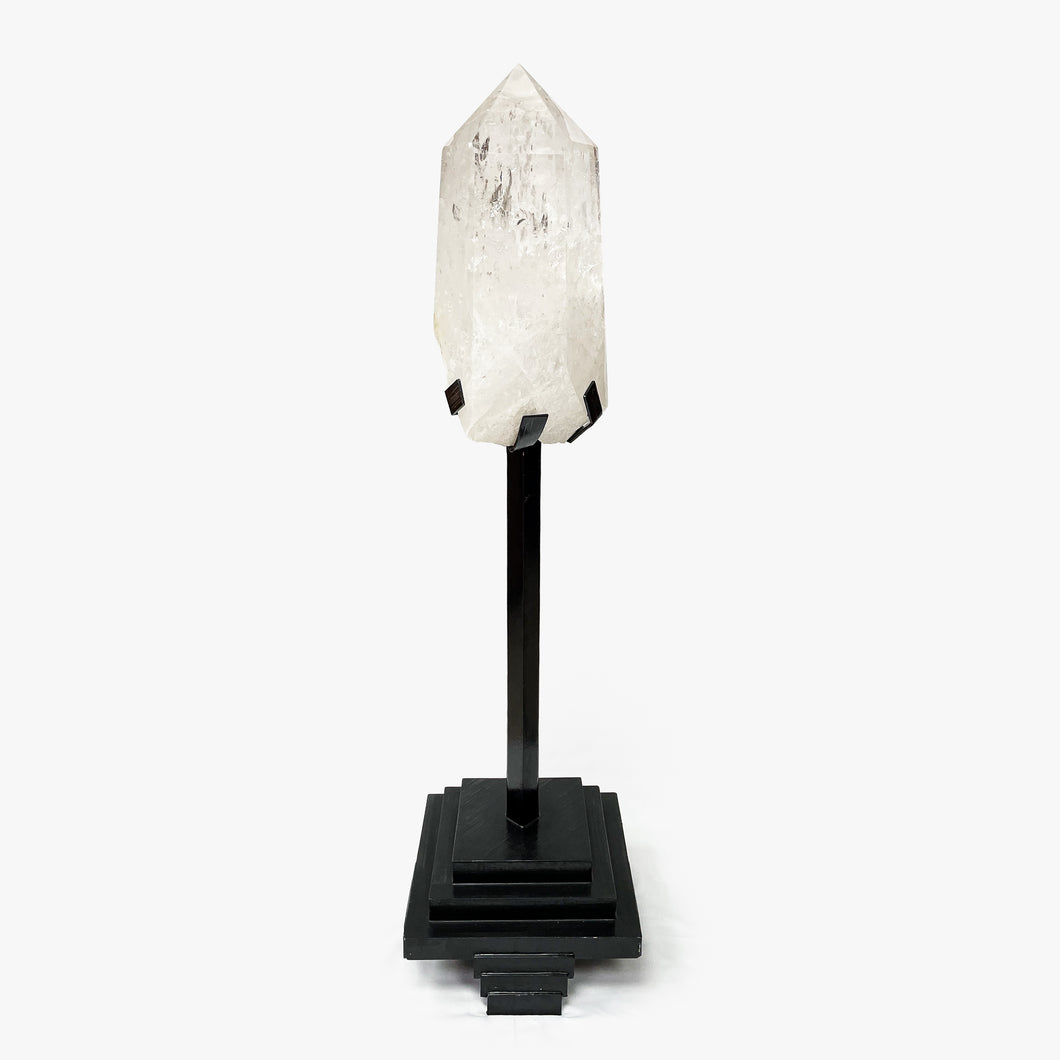 Brazilian Quartz Crystal Point and Metal Stand