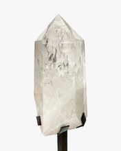Load image into Gallery viewer, Brazilian Quartz Crystal Point and Metal Stand