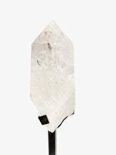 Load image into Gallery viewer, Brazilian Quartz Crystal Point and Metal Stand