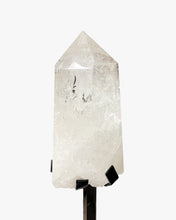 Load image into Gallery viewer, Brazilian Quartz Crystal Point and Metal Stand