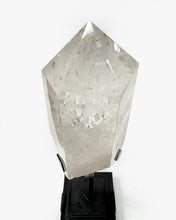 Load image into Gallery viewer, Brazilian Quartz Crystal Point and Metal Stand
