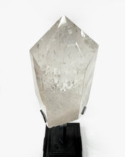 Load image into Gallery viewer, Brazilian Quartz Crystal Point and Metal Stand