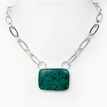 Load image into Gallery viewer, Blue Green Chrysocolla Silver Necklace