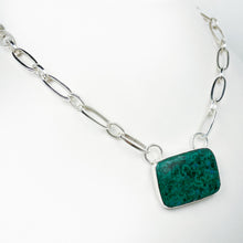 Load image into Gallery viewer, Blue Green Chrysocolla Silver Necklace