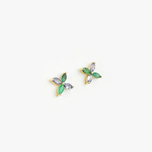 Load image into Gallery viewer, Emerald and Tanzanite Marquise Yellow Gold Stud Earrings