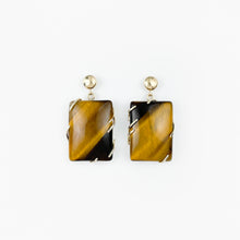 Load image into Gallery viewer, Tigers Eye Yellow Gold Earrings