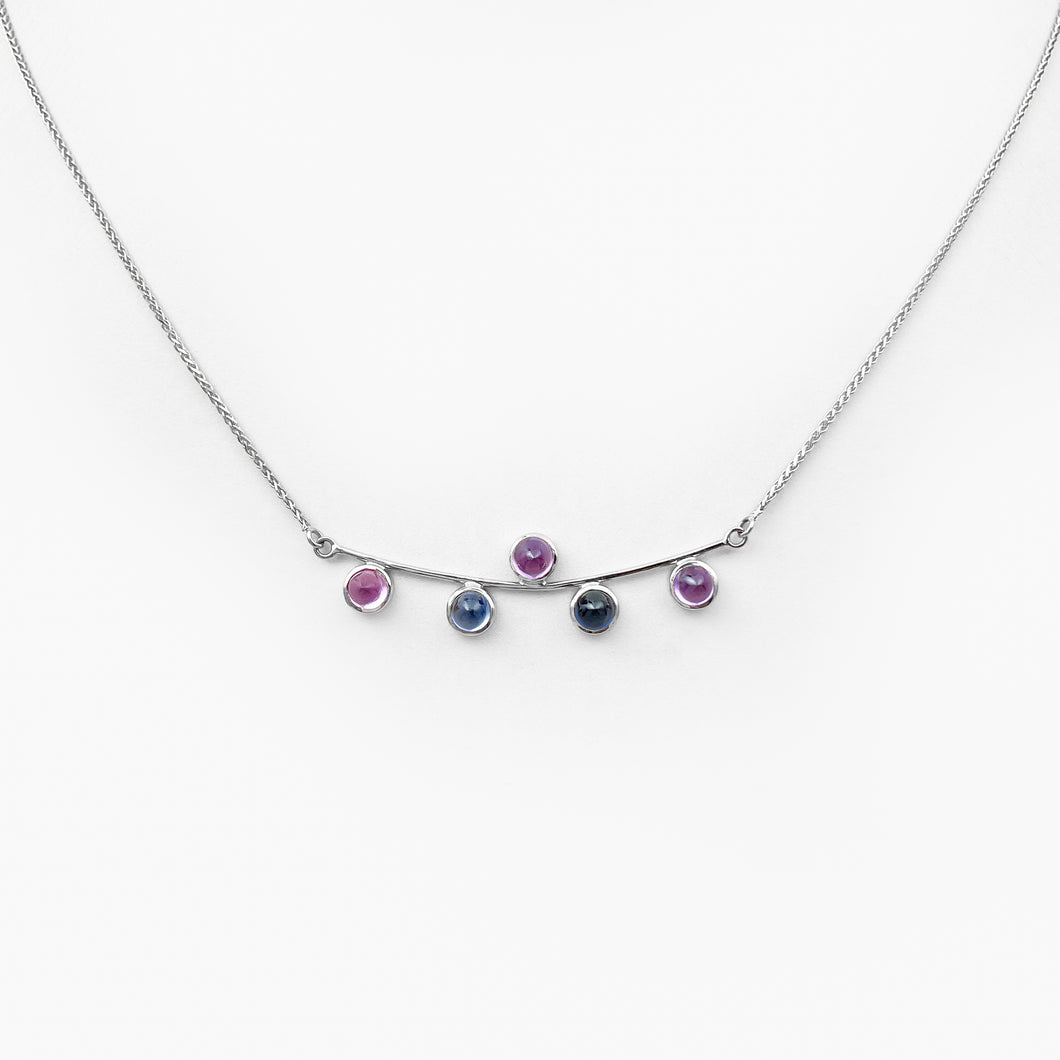 Bullet Sapphire White Gold Necklace
