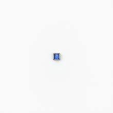 Load image into Gallery viewer, Blue Sapphire Square Single White Gold Stud Earring
