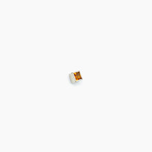 Load image into Gallery viewer, Citrine Square Single White Gold Stud Earring