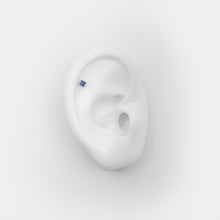 Load image into Gallery viewer, Blue Sapphire Square Single White Gold Stud Earring