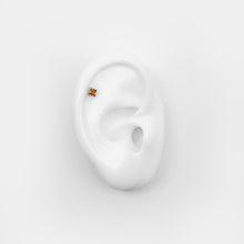 Load image into Gallery viewer, Citrine Square Single White Gold Stud Earring