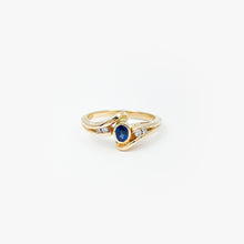 Load image into Gallery viewer, Blue Sapphire and Diamond Yellow Gold Ring
