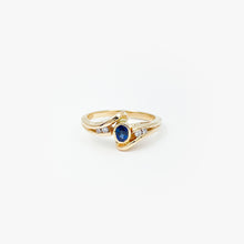 Load image into Gallery viewer, Blue Sapphire and Diamond Yellow Gold Ring