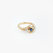 Load image into Gallery viewer, Blue Sapphire and Diamond Yellow Gold Ring