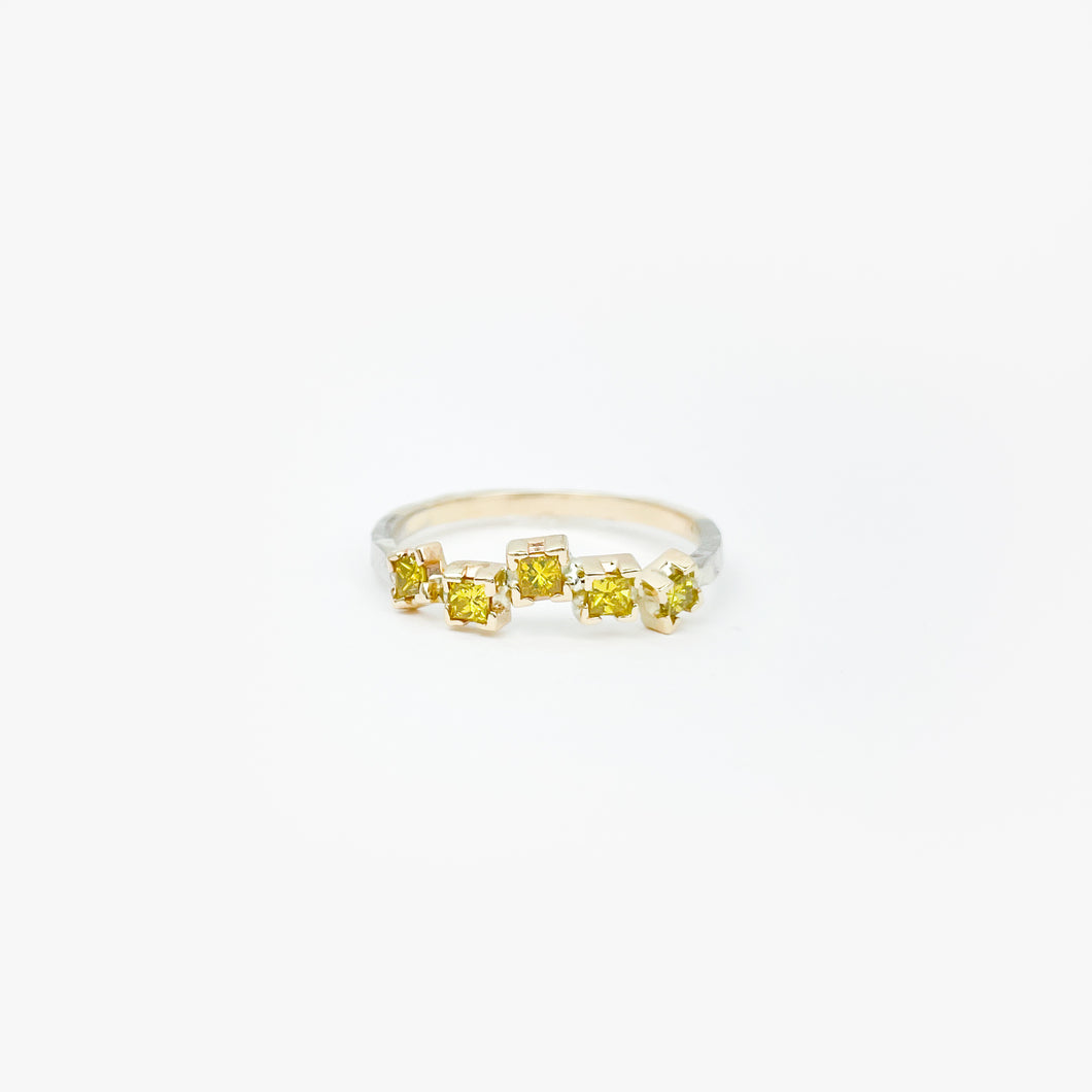 Yellow Princess Diamond Two Tone Gold Ring