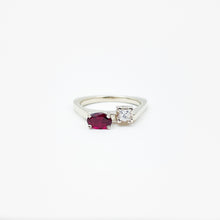 Load image into Gallery viewer, Diamond and Garnet White Gold Ring
