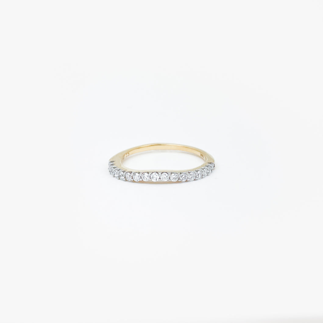 Curved Diamond Yellow Gold Band