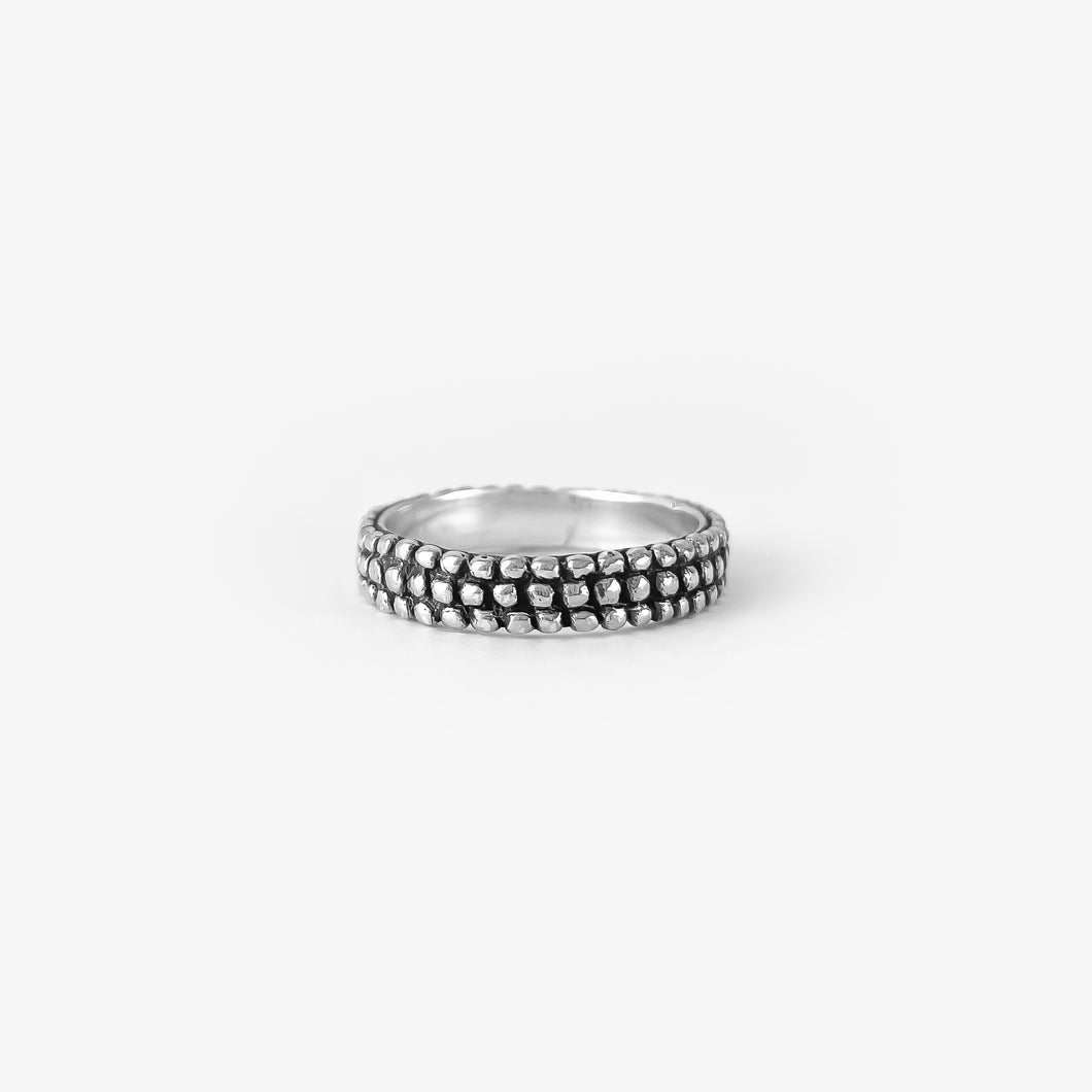 Beaded Texture Silver Ring