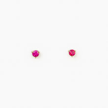 Load image into Gallery viewer, Ruby Yellow Gold Stud Earrings