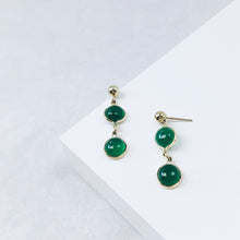 Load image into Gallery viewer, Green Quartz Yellow Gold Dangle Earrings