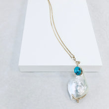 Load image into Gallery viewer, Pearl and Turquoise Yellow Gold Pendant