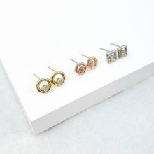 Load image into Gallery viewer, Diamond Square White Gold Stud Earrings
