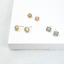 Load image into Gallery viewer, Diamond Square White Gold Stud Earrings
