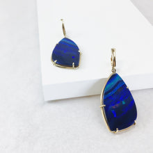Load image into Gallery viewer, Boulder Opal Doublet Yellow Gold Dangle Earrings
