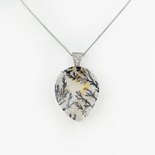 Load image into Gallery viewer, Dendritic Agate and Diamonds White Gold Pendant
