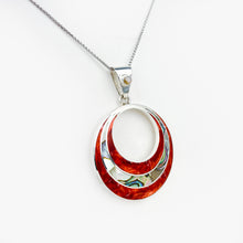Load image into Gallery viewer, Shell Inlay Silver Circle Pendant
