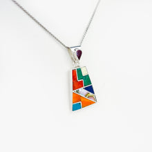 Load image into Gallery viewer, Multi-stone and Shell Inlay Silver Trapezoid Pendant
