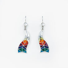 Load image into Gallery viewer, Multi-stone and Shell Inlay Ribbon Silver Earrings
