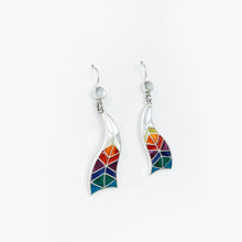 Load image into Gallery viewer, Multi-stone and Shell Inlay Ribbon Silver Earrings
