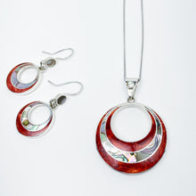Load image into Gallery viewer, Shell Inlay Hoop Silver Earrings
