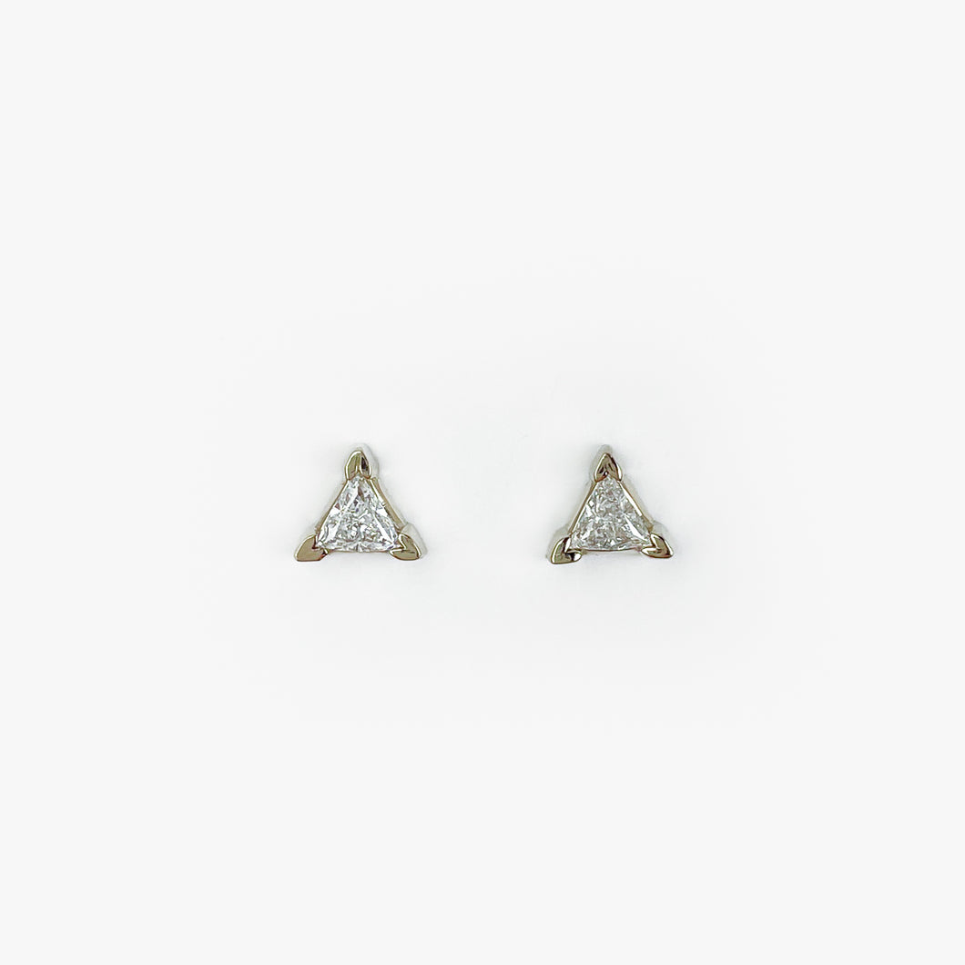 Triangle Cut Diamond White Gold Stud Earrings