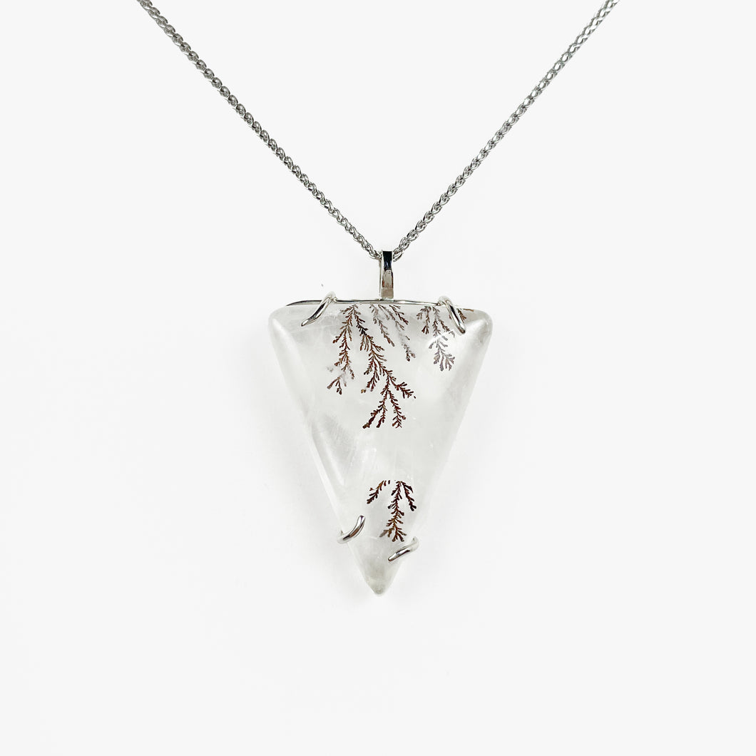 Dendritic Agate White Gold Pendant
