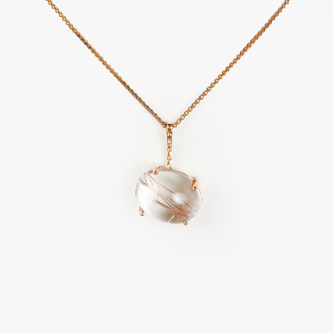 Rutilated Quartz Rose Gold Pendant