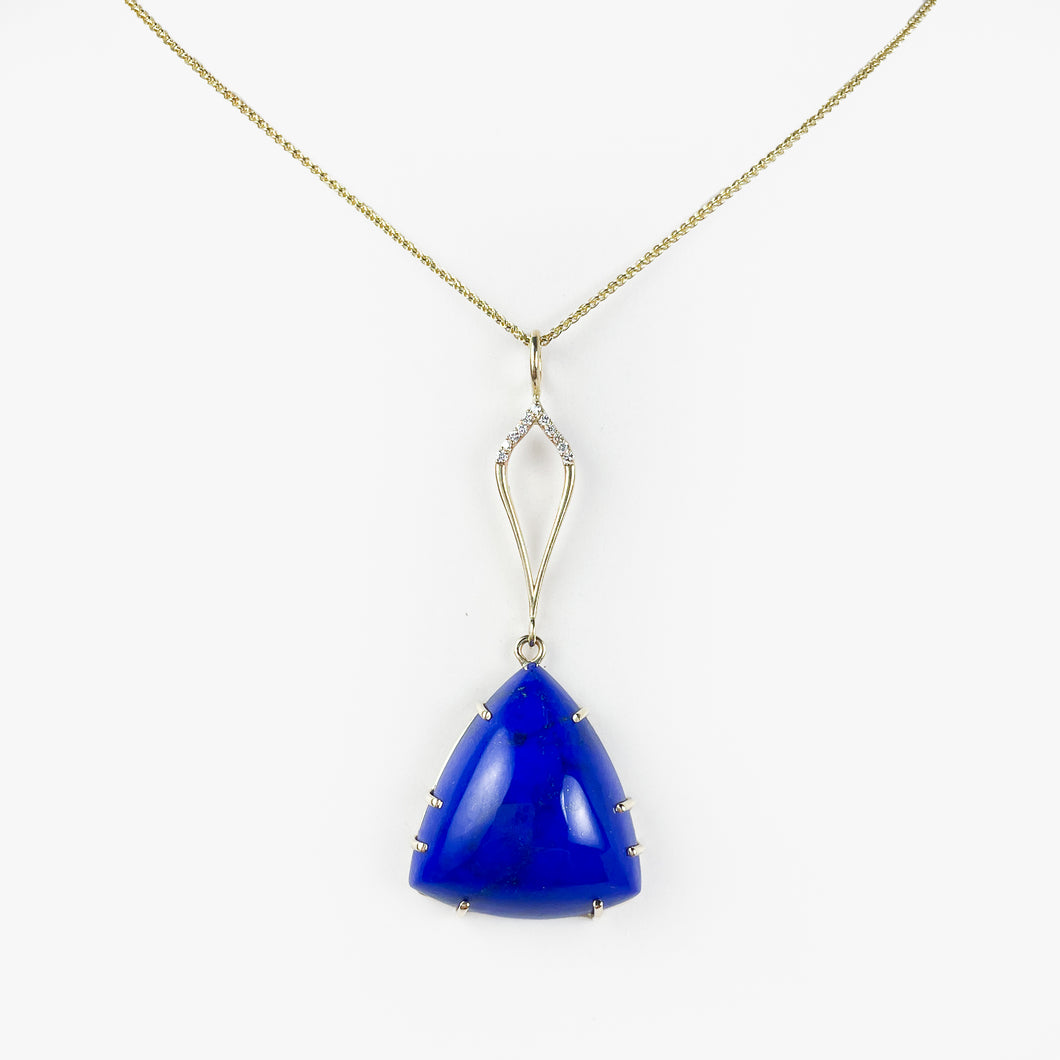 Lapis and Diamond Yellow Gold Pendant