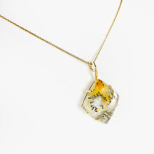 Load image into Gallery viewer, Square Dendritic Agate Yellow Gold Pendant
