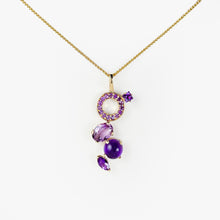 Load image into Gallery viewer, Multi-Stone Amethyst Yellow Gold Pendant
